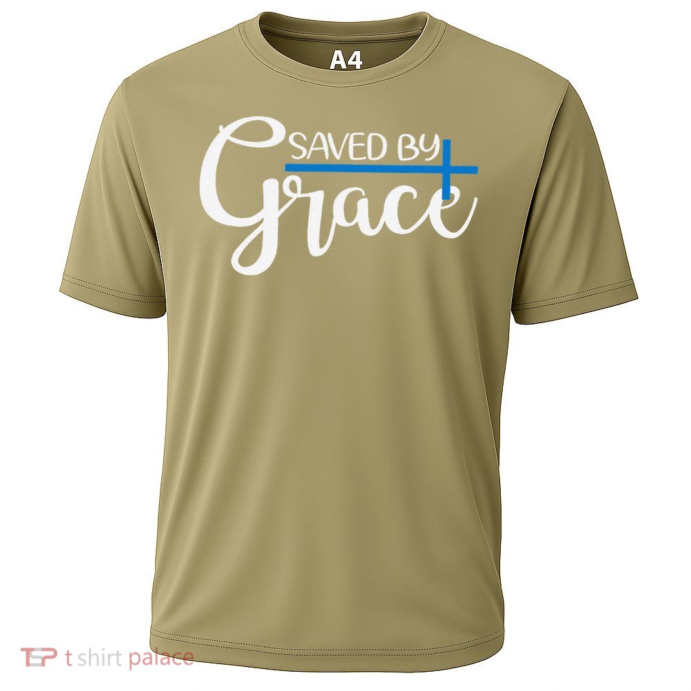 Saved By Grace God Faith Jesus 3 Cooling Performance Crew T-Shirt