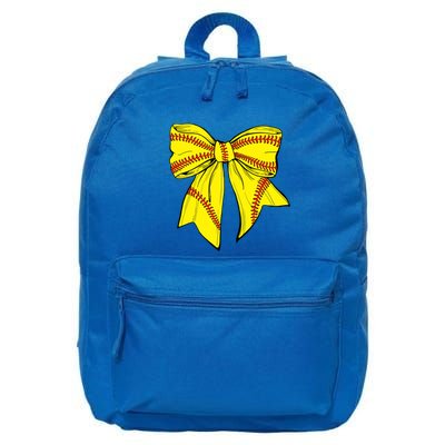 Softball Bow Game Day Coquette Front And Back Print Gift 16 in Basic Backpack