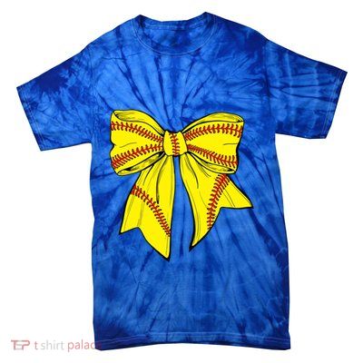 Softball Bow Game Day Coquette Front And Back Print Gift Tie-Dye T-Shirt