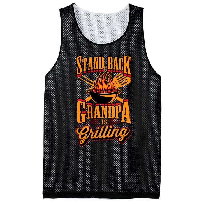 Stand Back Grandpa Is Grilling Grill Master 4th Of July Dad Mesh Reversible Basketball Jersey Tank