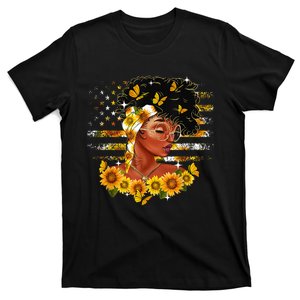 Sunflower Black Girl Queen Black History Month Juneteenth T-Shirt