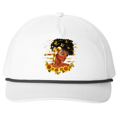 Sunflower Black Girl Queen Black History Month Juneteenth Snapback Five-Panel Rope Hat