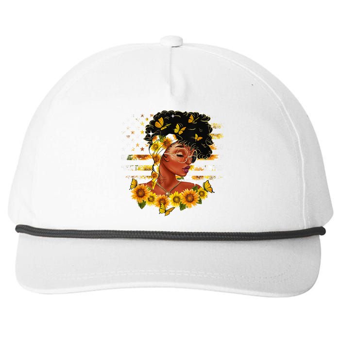 Sunflower Black Girl Queen Black History Month Juneteenth Snapback Five-Panel Rope Hat