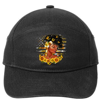 Sunflower Black Girl Queen Black History Month Juneteenth 7-Panel Snapback Hat