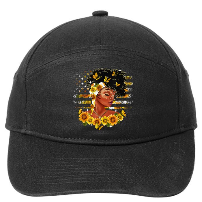 Sunflower Black Girl Queen Black History Month Juneteenth 7-Panel Snapback Hat