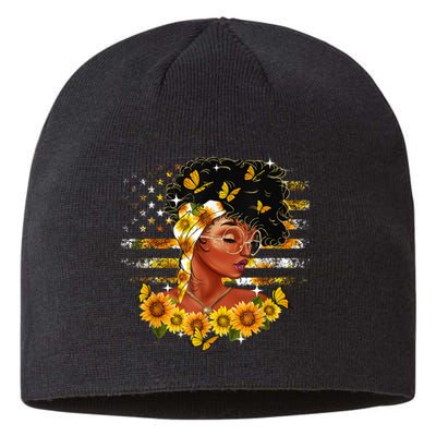 Sunflower Black Girl Queen Black History Month Juneteenth Sustainable Beanie