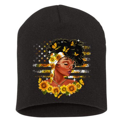 Sunflower Black Girl Queen Black History Month Juneteenth Short Acrylic Beanie