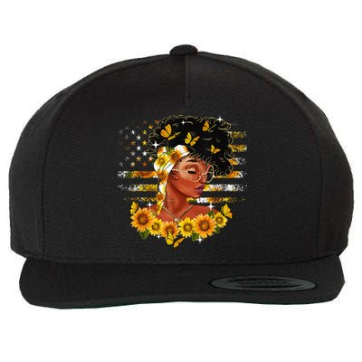 Sunflower Black Girl Queen Black History Month Juneteenth Wool Snapback Cap