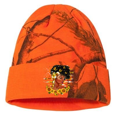 Sunflower Black Girl Queen Black History Month Juneteenth Kati Licensed 12" Camo Beanie