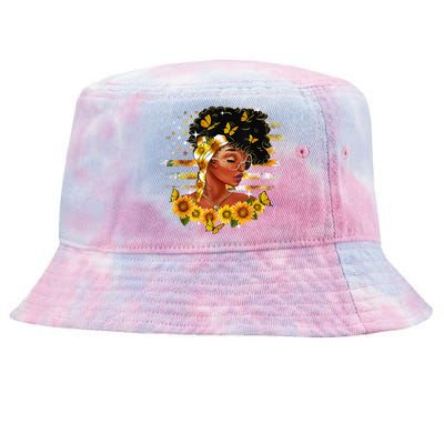 Sunflower Black Girl Queen Black History Month Juneteenth Tie-Dyed Bucket Hat