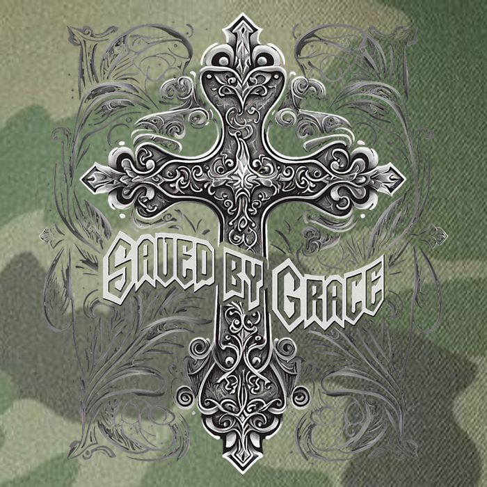 Saved By Grace Christian Graphic Design Gothic Cross Legacy Tie Dye Trucker Hat