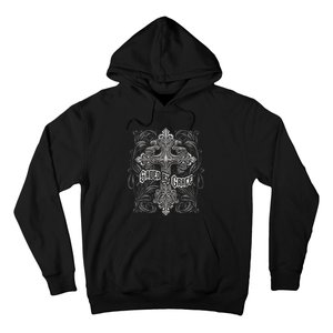 Saved By Grace Christian Graphic Design Gothic Cross Hoodie