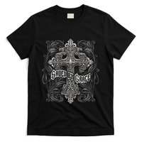 Saved By Grace Christian Graphic Design Gothic Cross T-Shirt
