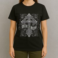 Saved By Grace Christian Graphic Design Gothic Cross T-Shirt