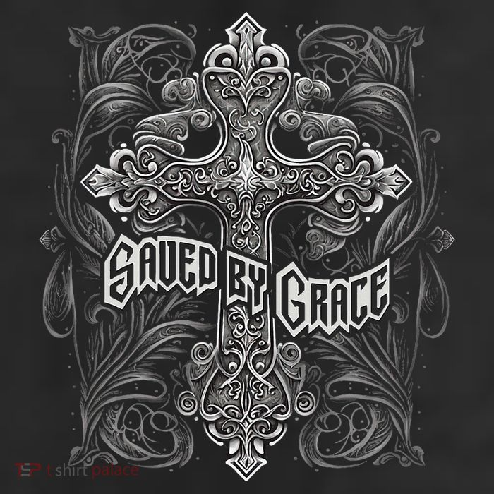 Saved By Grace Christian Graphic Design Gothic Cross Adult Drive Performance Visor