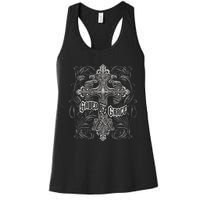 Saved By Grace Christian Graphic Design Gothic Cross Women's Racerback Tank