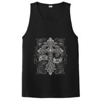 Saved By Grace Christian Graphic Design Gothic Cross PosiCharge Competitor Tank