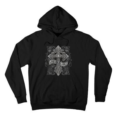 Saved By Grace Christian Graphic Design Gothic Cross Tall Hoodie