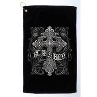 Saved By Grace Christian Graphic Design Gothic Cross Golf Towel