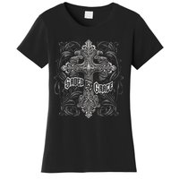 Saved By Grace Christian Graphic Design Gothic Cross Women's T-Shirt