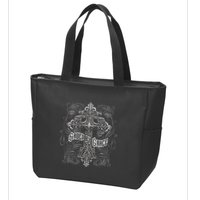 Saved By Grace Christian Graphic Design Gothic Cross Zip Tote Bag