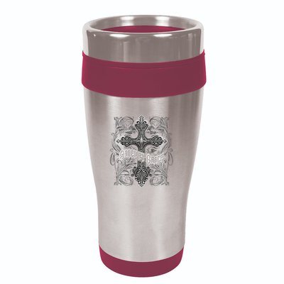 Saved By Grace Christian Graphic Design Gothic Cross 16oz Travel Tumbler