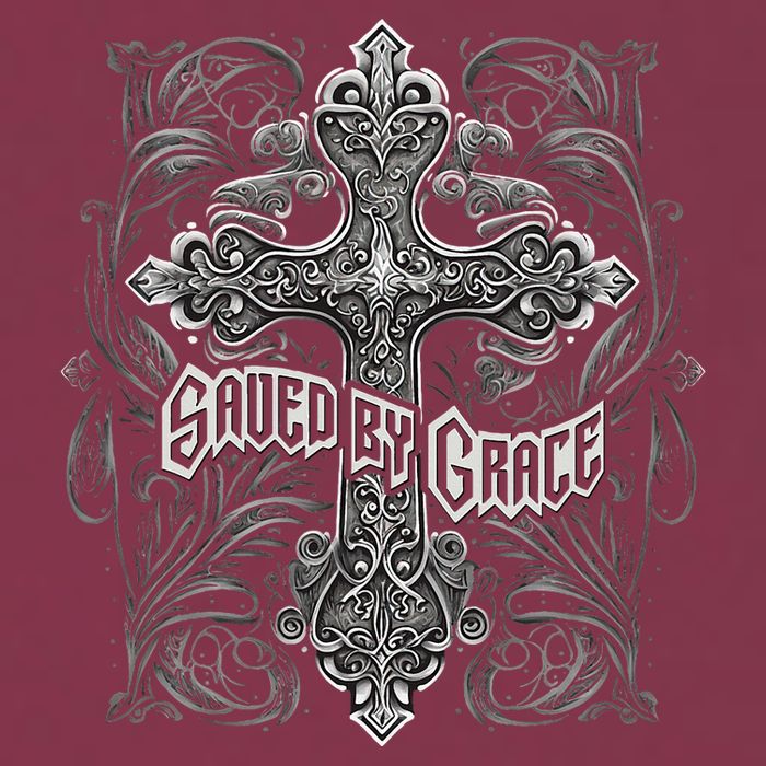 Saved By Grace Christian Graphic Design Gothic Cross 16oz Travel Tumbler