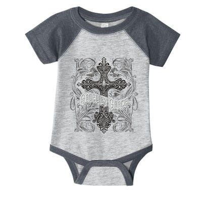 Saved By Grace Christian Graphic Design Gothic Cross Infant Baby Jersey Bodysuit