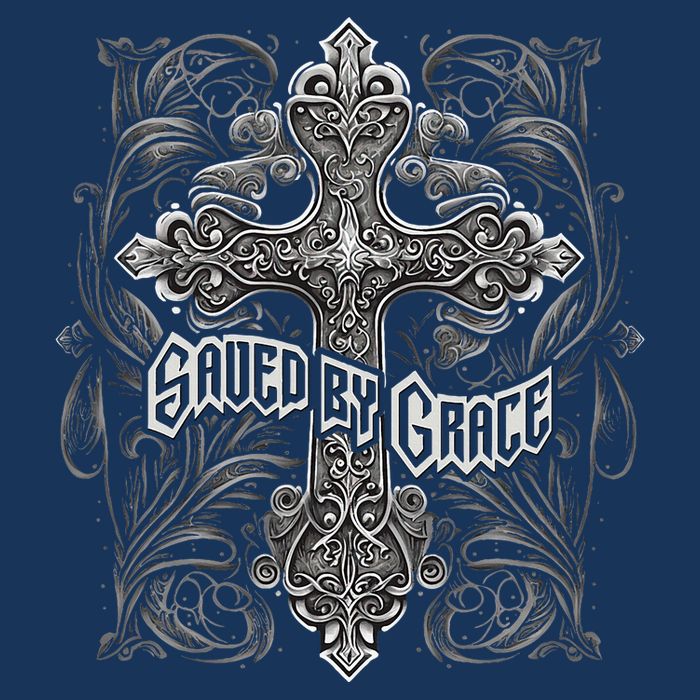 Saved By Grace Christian Graphic Design Gothic Cross Infant Baby Jersey Bodysuit
