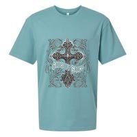 Saved By Grace Christian Graphic Design Gothic Cross Sueded Cloud Jersey T-Shirt