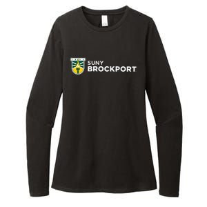 Suny Brockport Golden Eagles Institutional Shield Logo Womens CVC Long Sleeve Shirt