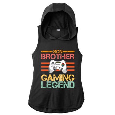 Son Brother Gaming Legend Gamer Family Gaming Brothers Gift Ladies PosiCharge Tri-Blend Wicking Draft Hoodie Tank