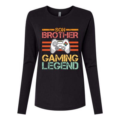 Son Brother Gaming Legend Gamer Family Gaming Brothers Gift Womens Cotton Relaxed Long Sleeve T-Shirt