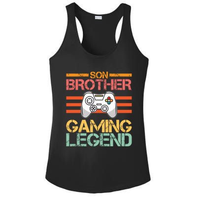 Son Brother Gaming Legend Gamer Family Gaming Brothers Gift Ladies PosiCharge Competitor Racerback Tank