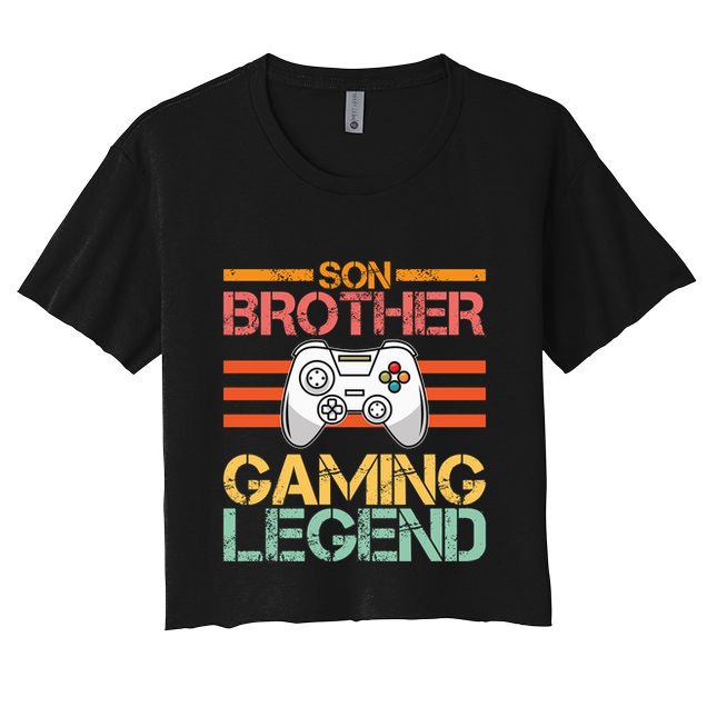 Son Brother Gaming Legend Gamer Family Gaming Brothers Gift Women's Crop Top Tee