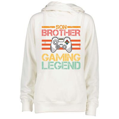 Son Brother Gaming Legend Gamer Family Gaming Brothers Gift Womens Funnel Neck Pullover Hood