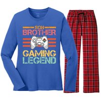 Son Brother Gaming Legend Gamer Family Gaming Brothers Gift Women's Long Sleeve Flannel Pajama Set 