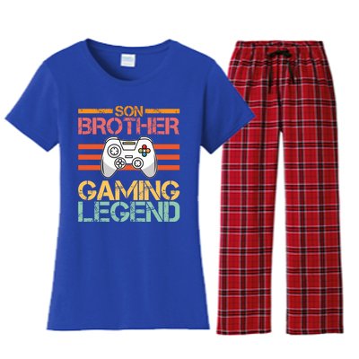 Son Brother Gaming Legend Gamer Family Gaming Brothers Gift Women's Flannel Pajama Set