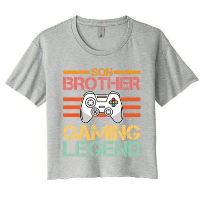 Son Brother Gaming Legend Gamer Family Gaming Brothers Gift Women's Crop Top Tee