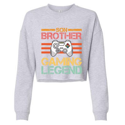 Son Brother Gaming Legend Gamer Family Gaming Brothers Gift Cropped Pullover Crew