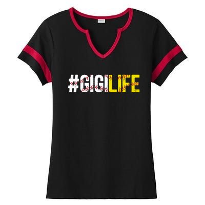 Softball Baseball Gigi Life Baseball Softball Gigi Grandma Funny Gift Ladies Halftime Notch Neck Tee