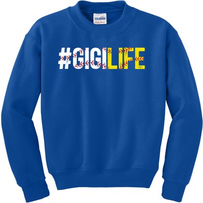 Softball Baseball Gigi Life Baseball Softball Gigi Grandma Gift Kids Sweatshirt