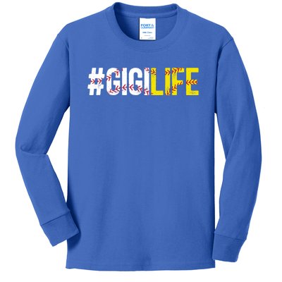 Softball Baseball Gigi Life Baseball Softball Gigi Grandma Gift Kids Long Sleeve Shirt