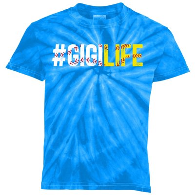 Softball Baseball Gigi Life Baseball Softball Gigi Grandma Gift Kids Tie-Dye T-Shirt