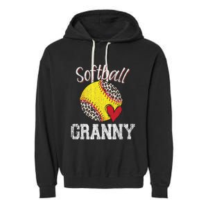 Softball Baseball Granny Leopard Mothers Day Gifts Garment-Dyed Fleece Hoodie