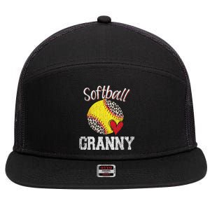 Softball Baseball Granny Leopard Mothers Day Gifts 7 Panel Mesh Trucker Snapback Hat