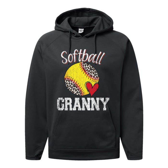 Softball Baseball Granny Leopard Mothers Day Gifts Performance Fleece Hoodie