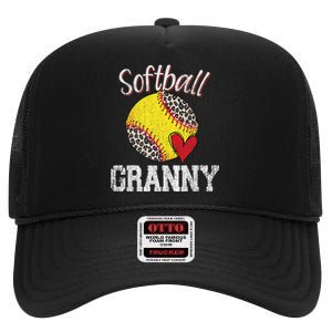 Softball Baseball Granny Leopard Mothers Day Gifts High Crown Mesh Back Trucker Hat