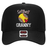 Softball Baseball Granny Leopard Mothers Day Gifts High Crown Mesh Back Trucker Hat