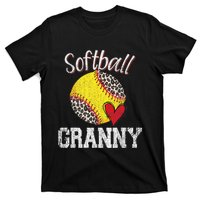 Softball Baseball Granny Leopard Mothers Day Gifts T-Shirt